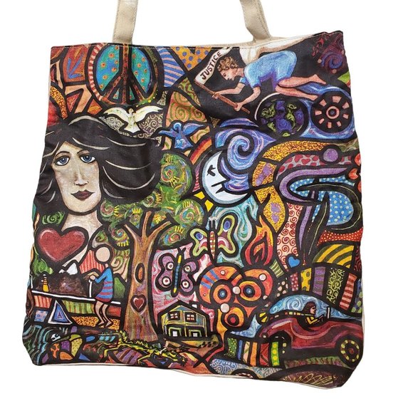 True Religion Fragrances Tote Shopping Shoulder Bag Canvas Street Art Graffiti - Picture 4 of 8